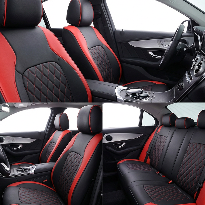 🚗9-Piece Universal Fit Leather Car Seat Cover Set
