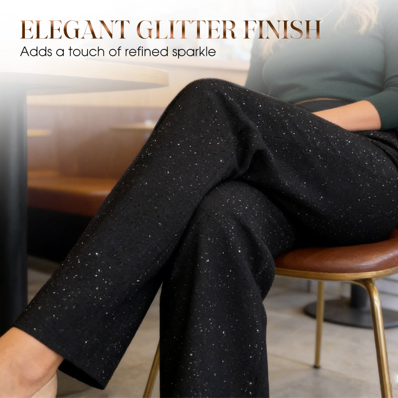 High-Waist Glitter Straight-Leg Trousers
