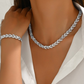Adjustable Rhinestone Leaf Link Necklace & Bracelet Set