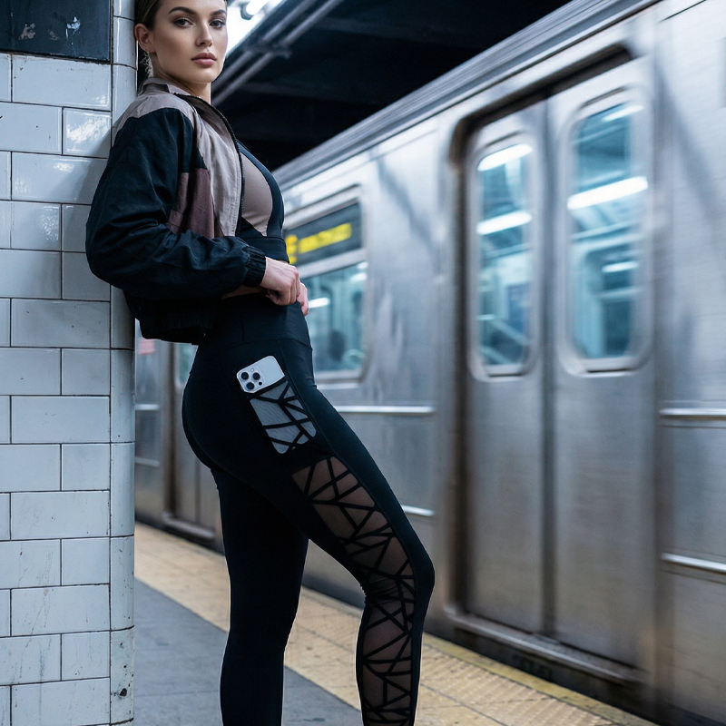 Women's Mesh High Waist Yoga Pants with Pockets