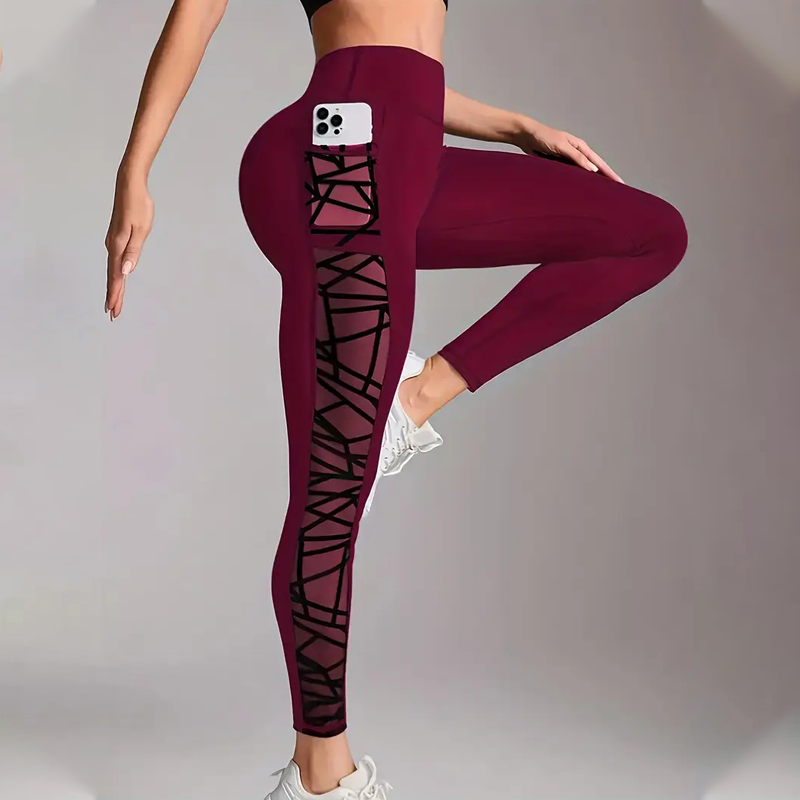 Women's Mesh High Waist Yoga Pants with Pockets