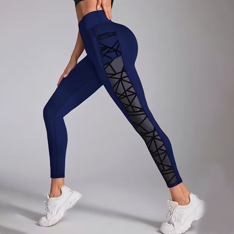 Women's Mesh High Waist Yoga Pants with Pockets