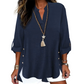 Casual Solid Color Button Side Slit Top