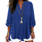 Casual Solid Color Button Side Slit Top