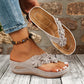 🌸 Women's Floral Wedge Thong Sandals – Floral Accents, Cushioned Arch Support & Non-Slip Outsole ✨