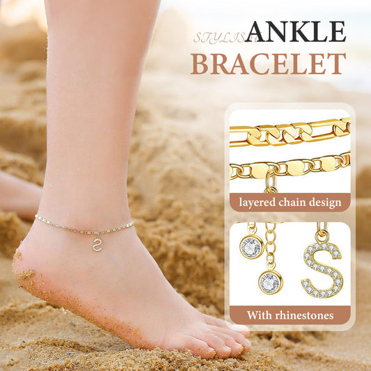 Layered Gold Ankle Bracelet for Women