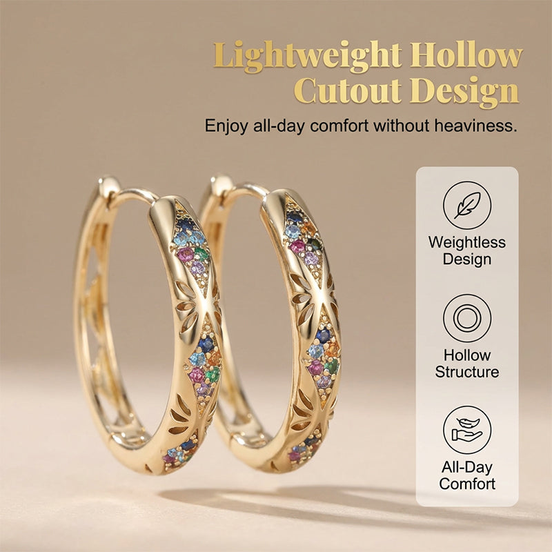 Sparkling Zircon Hollow Hoop Earrings