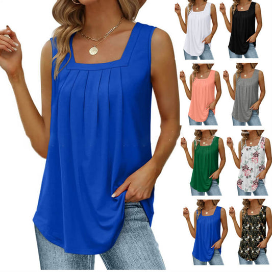 🔥Women's Square Neck Sleeveless Vest T-Shirt