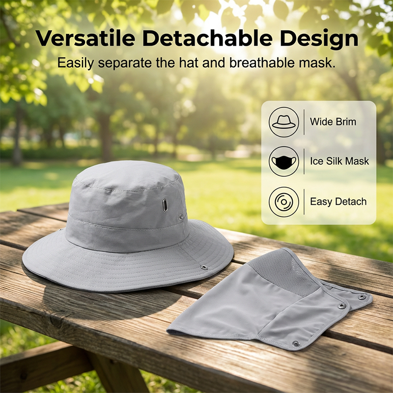Breathable Fisherman Hat with Detachable Face Mask