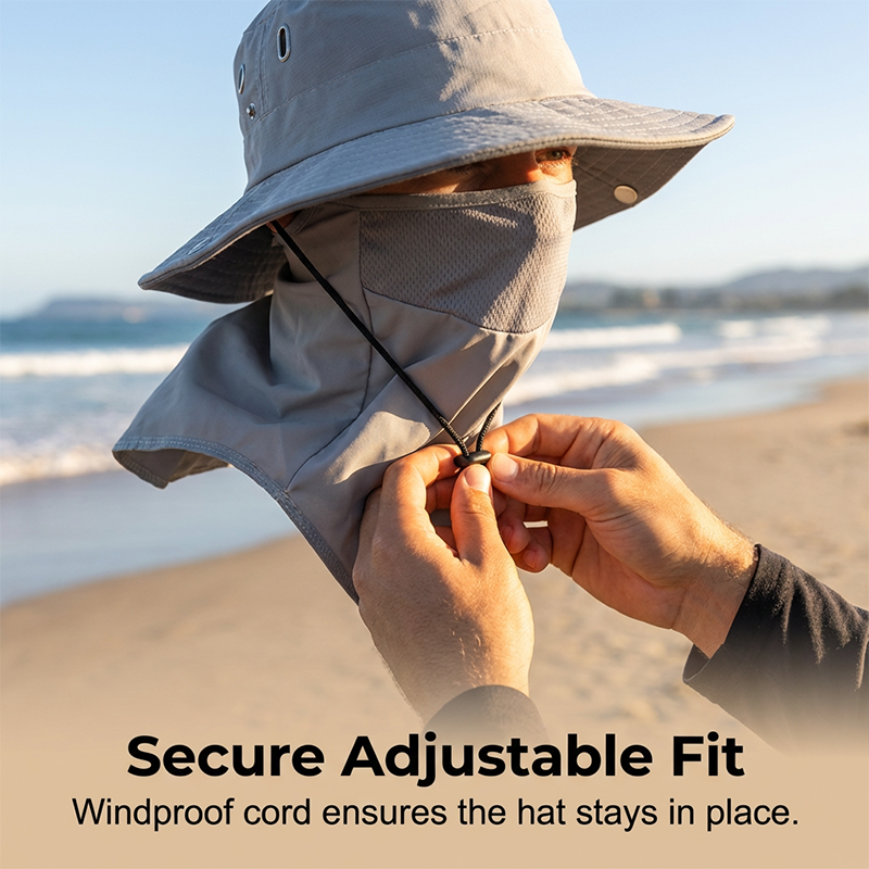 Breathable Fisherman Hat with Detachable Face Mask