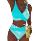 👙Two-Piece Color Block & Stripe Bikini Swimsuit