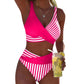 👙Two-Piece Color Block & Stripe Bikini Swimsuit