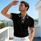 👔 Summer Casual Short Sleeve Shirt – Premium Knit, Contrast Tipping, Breathable 🌴