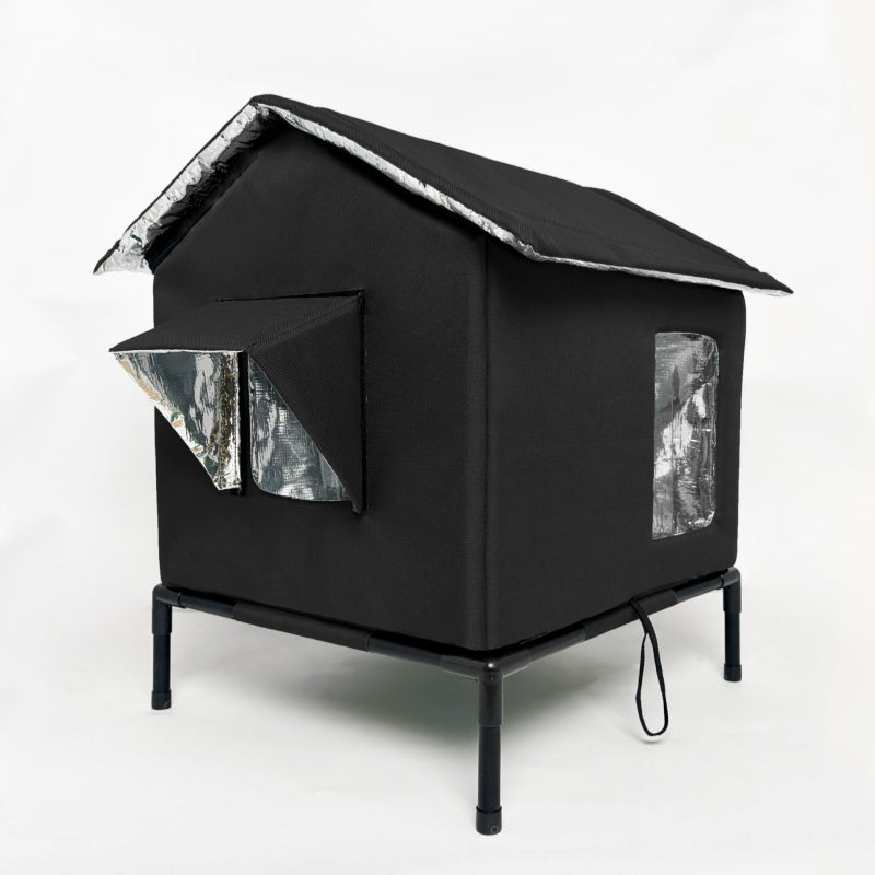 🐈 All-Weather Elevated Outdoor Cat House – Waterproof Oxford Cloth, Thermal Aluminum Lining & Foldable Design 🌧️