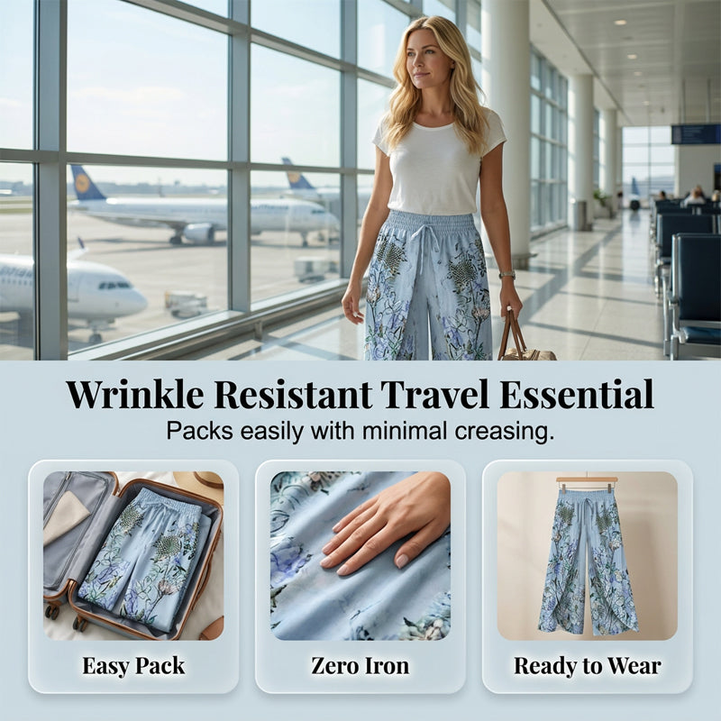 🌷Summer Cool Dea🎉Women's Printed Wide-Leg Drawstring Trousers