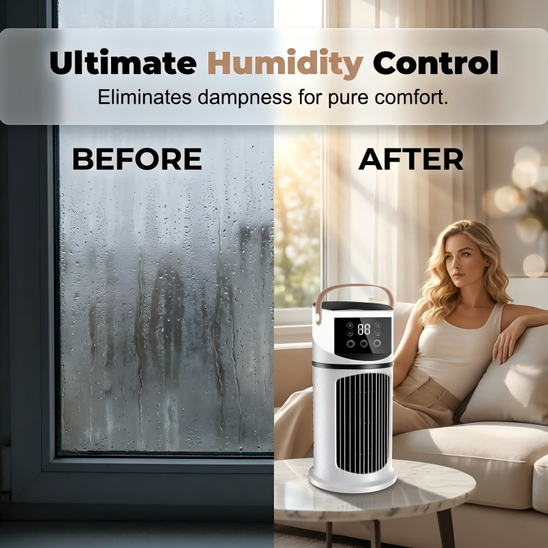 🔥Mist Humidifier Cold Fan, Air Cooler, 9 Speed Settings + Three-Hole Spray, 8-Hour Timer