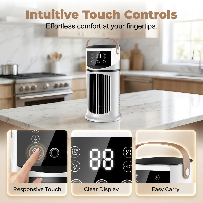 🔥Mist Humidifier Cold Fan, Air Cooler, 9 Speed Settings + Three-Hole Spray, 8-Hour Timer