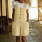 Retro Solid Color Romper with Adjustable Straps