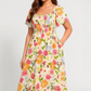 🏝️👗Floral Smocked Square Neck Midi Dress with Pockets💃