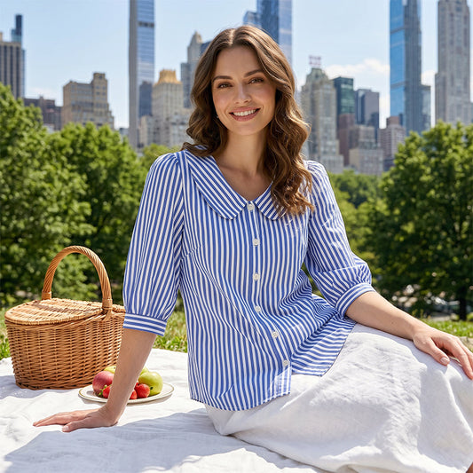 🔥New Arrivals & Special Offers-Summer Commuter Striped Button-Down Shirt
