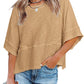 ✨Women's Solid Color Splicing Loose Five Points Flare Sleeve T-Shirt