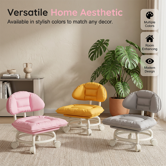 🪑 Rolling Low Stool with Backrest – Padded seat & silent casters – comfortable and mobile 🛠️