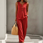 💕Women's Sleeveless Button Top and Loose Pants Set