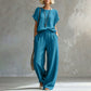 🌿Women's Short Sleeve Top & Wide-Leg Pants Set
