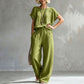 🌿Women's Short Sleeve Top & Wide-Leg Pants Set