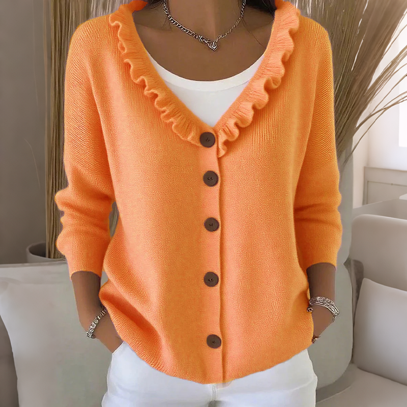 💖Women's Ruffle Collar Knit Cardigan