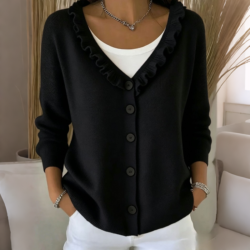 💖Women's Ruffle Collar Knit Cardigan