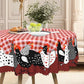 🐓 Farmhouse Rooster Tablecloth – Red Buffalo Plaid Chicken Table Cover, Spill Proof & Scalloped Lace Edge ✨