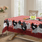 🐓 Farmhouse Rooster Tablecloth – Red Buffalo Plaid Chicken Table Cover, Spill Proof & Scalloped Lace Edge ✨