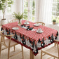 🐓 Farmhouse Rooster Tablecloth – Red Buffalo Plaid Chicken Table Cover, Spill Proof & Scalloped Lace Edge ✨