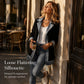Women’s Elegant Denim Spliced Ribbed Knit Coat