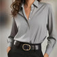 ✨ Silky Sheen, Elegant Everyday Drape | Women's Satin Button-Down Shirt
