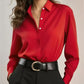 ✨ Silky Sheen, Elegant Everyday Drape | Women's Satin Button-Down Shirt