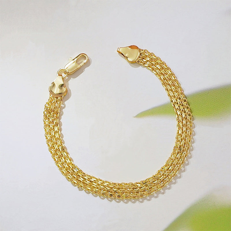 💫 14K Gold‑Plated Woven Mesh Bracelet – Glamorous, Eye‑Catching, Elegant ✨