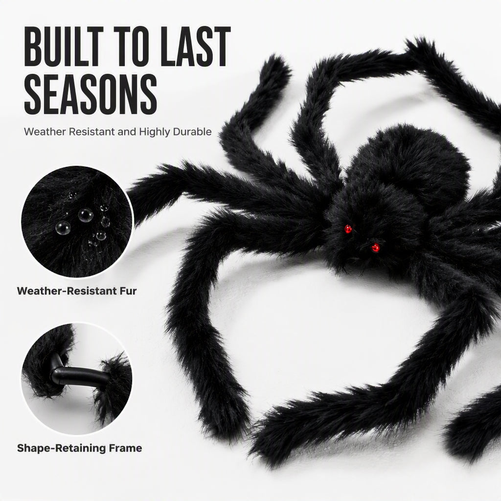 🕷️Oversized Outdoor Halloween Spider – Perfect for Multiple Spots, Haunted House Themes & DIY Scary Displays! 👻✨