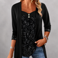 ✨👚Mock Layered Top with Sequin Detail – Eye-Catching Shine & Versatile Wear for Any Occasion