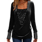 Women's Sequin Patchwork Long Sleeve Top