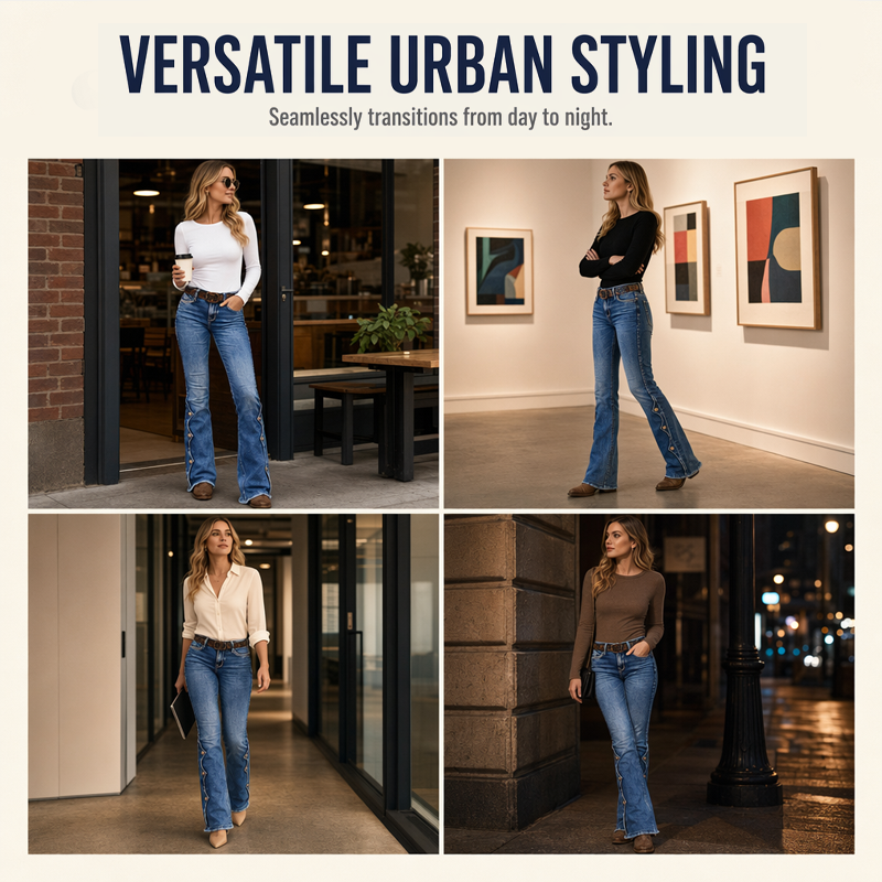 💃Women High Waisted Distressed Flare Jeans