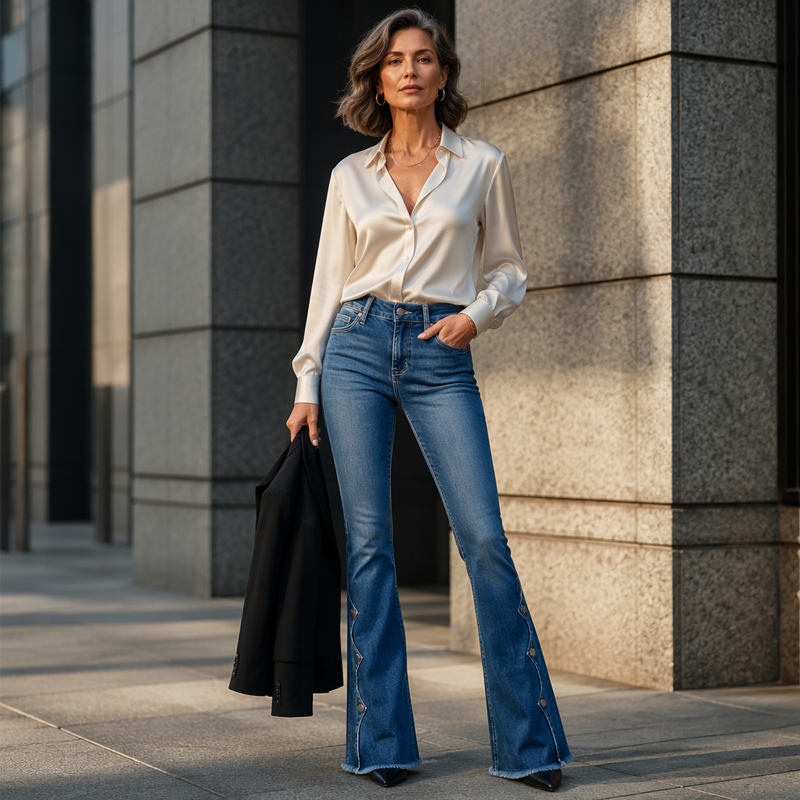 💃Women High Waisted Distressed Flare Jeans