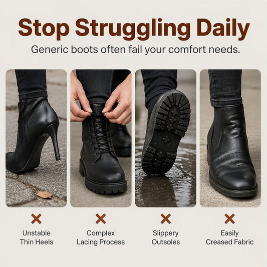 👢 Stable Steps, Easy Zip | Women's Round-Toe Chunky-Heel Ankle Boots
