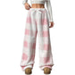 ☁️ Cozy Everyday Comfort | Women's Plush Plaid Wide-Leg Pants