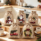 🎄 Christmas Drawstring Gift Bags‑Santa & Reindeer Polyester Pouches 🎁