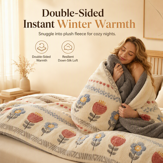 🔥 50% OFF ❄️ Double-Sided Sherpa Fleece Comforter – Thick Warm Winter Quilt, Soft Velvet Feel for Cozy Bedroom Bedding 🛏️✨