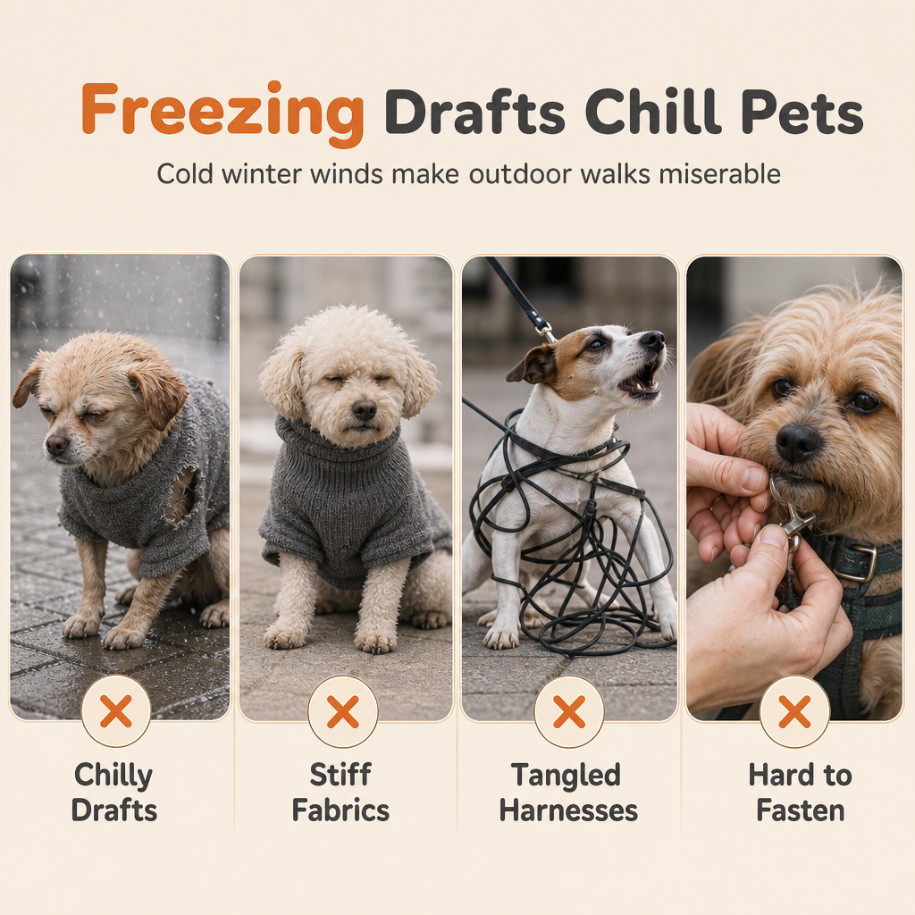 Winter Coat for Dogs – Built-In Harness & Reflective Strips ✨