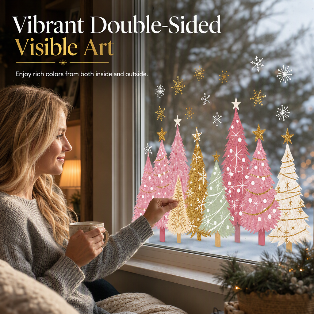 3-Piece Christmas Window Cling Set – Glue-Free Static Holiday Decor