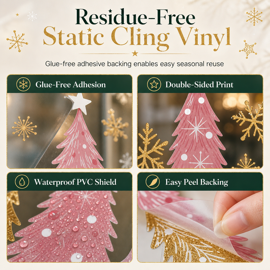 3-Piece Christmas Window Cling Set – Glue-Free Static Holiday Decor